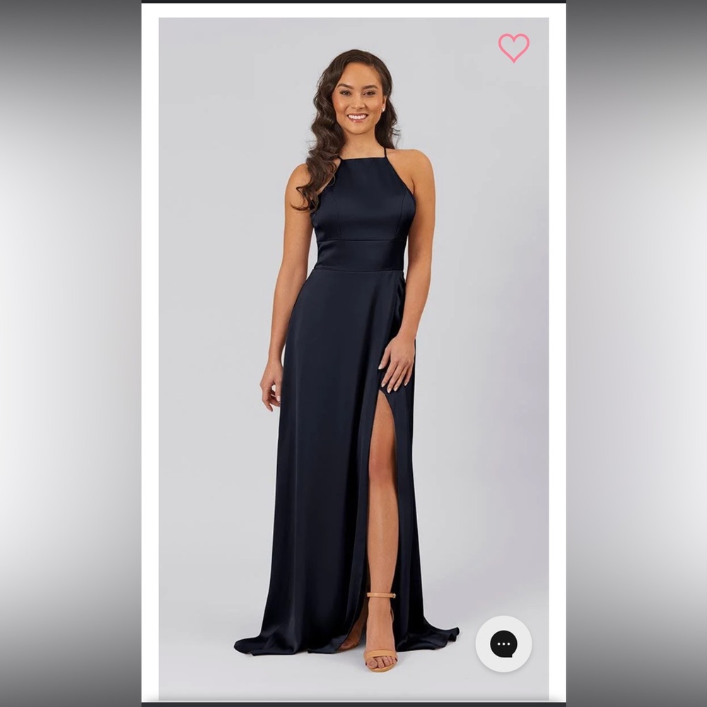 Kennedy blue satin navy blue bridesmaid dress. Size 8.